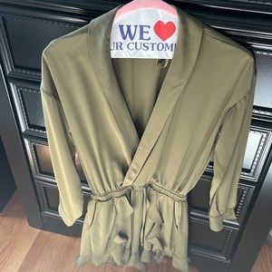 Green ruffle shorts romper